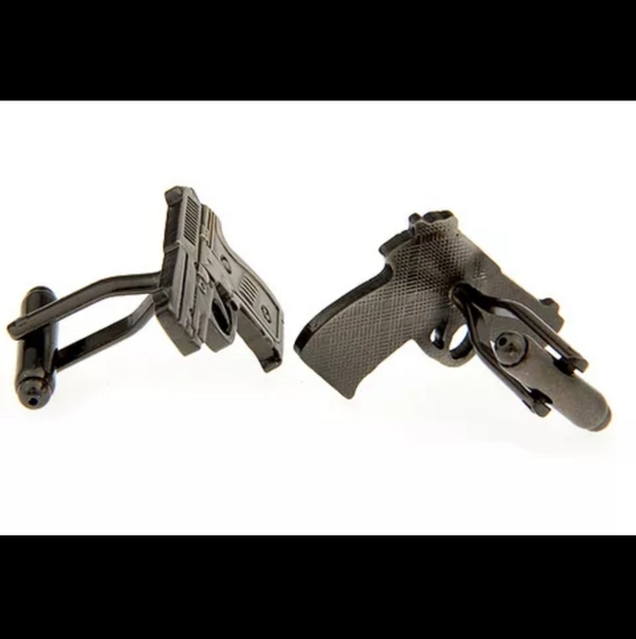 Gun Pistol Copper Metal Cuff Links - Picture 6 of 7